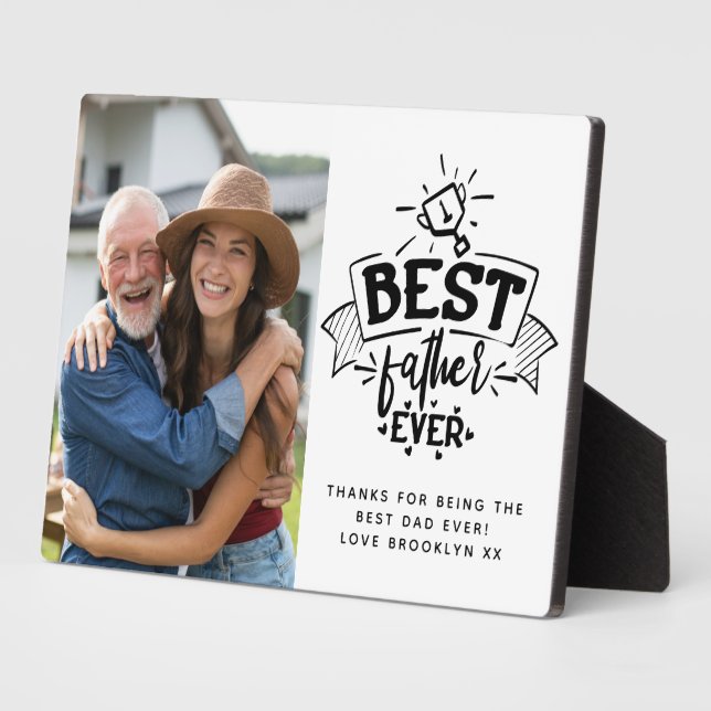 Plaque Photo Meilleur Père jamais | Photo du trophée (Côté)