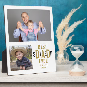 Plaque Photo Meilleure Étape Papa Ever 2 Photo Collage Blanc Et