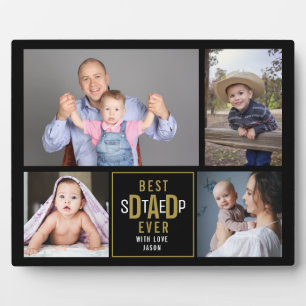 Plaque Photo Meilleure Étape Papa Ever 4 Photo Collage Noir Et 