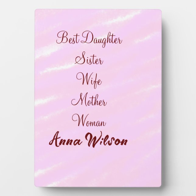 Plaque Photo Meilleure femme mère épouse fille ajouter nom text (Devant)