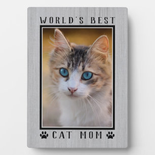 Plaque Photo Meilleure Maman de Chat du Monde Rustic Empreintes