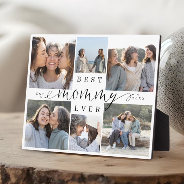 Plaque Photo Meilleure maman Ever Script 6 Photo Collage Keepsa (Best Mommy Ever Script 6 Photo Collage Keepsake Plaque)