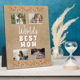 Plaque Photo Meilleure maman Fleurs Floral Rustic Photo