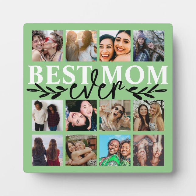 Plaque Photo Meilleure Maman Jamais Green Photo Collage Calligr (Devant)
