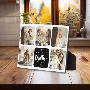 Plaque Photo Meilleure Mère du Monde Moderne Collage de 5 Photo