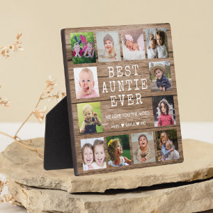 Plaque Photo Meilleure Tante Ever 12 Photo Collage Bois rustiqu