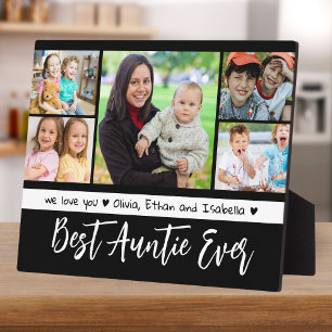 Plaque Photo Meilleure Tante Ever 5 Photo Collage noir et blanc