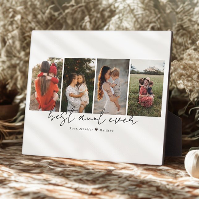 Plaque Photo Meilleure tante Ever Script moderne 4 Photos Colla (Créateur téléchargé)