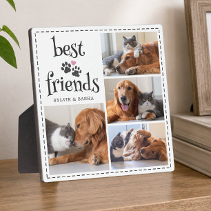 Plaque Photo Meilleurs amis chien chat empreintes de pattes 4 p