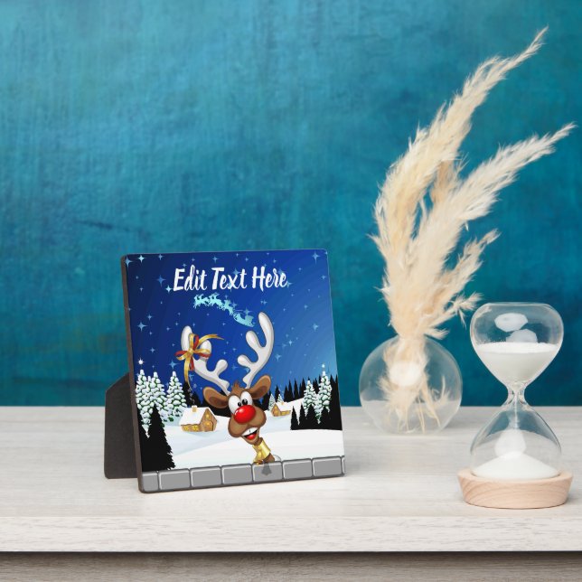 Plaque Photo Mème de Noël drôle de renne qui regarde par-dessus (Insitu)
