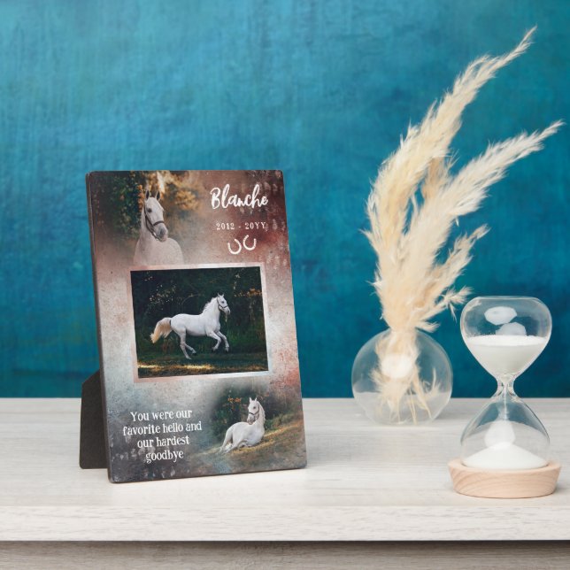 Plaque Photo Mémoire de cheval préféré Bonjour Rust & Navy Phot (Côté)