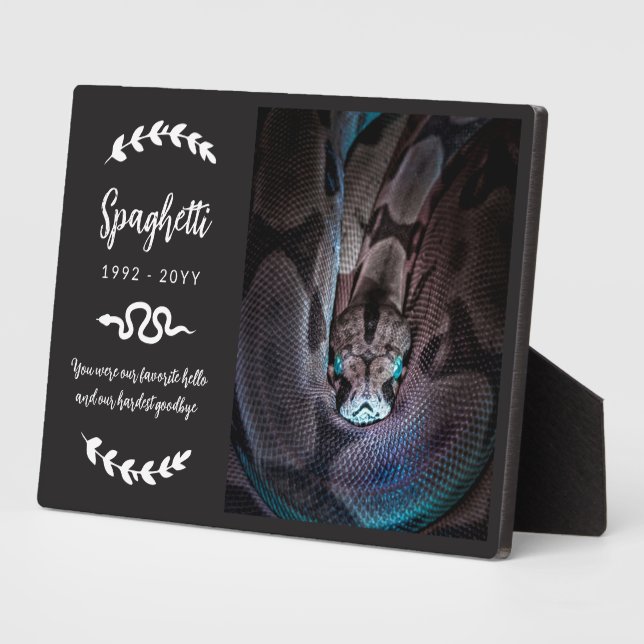 Plaque Photo Mémorial de serpent de compagnie Photo de feuillag (Côté)