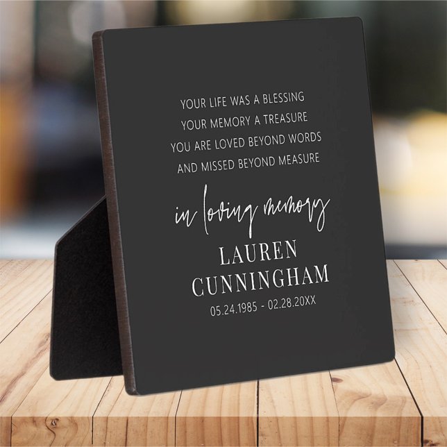 Plaque Photo Mémorial Élégant Simple Chic Moderne (Créateur téléchargé)