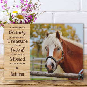Plaque Photo Mémorial Équestre du Cheval Cadeau de souvenir
