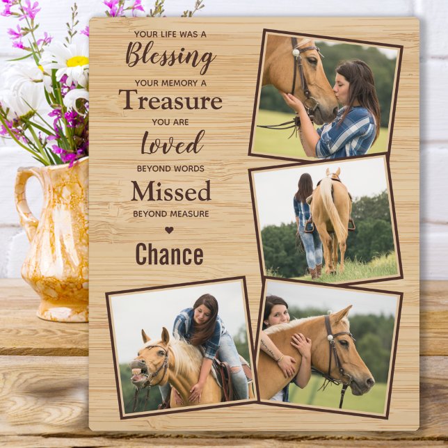 Plaque Photo Memorial Equine Keepsaké personnalisé (Créateur téléchargé)