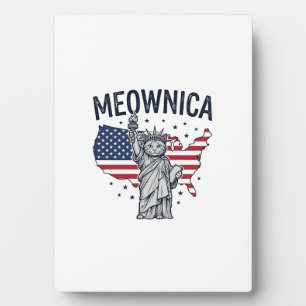 Plaque Photo Meownica Chat Patriotique Design Vectoriel Vintage
