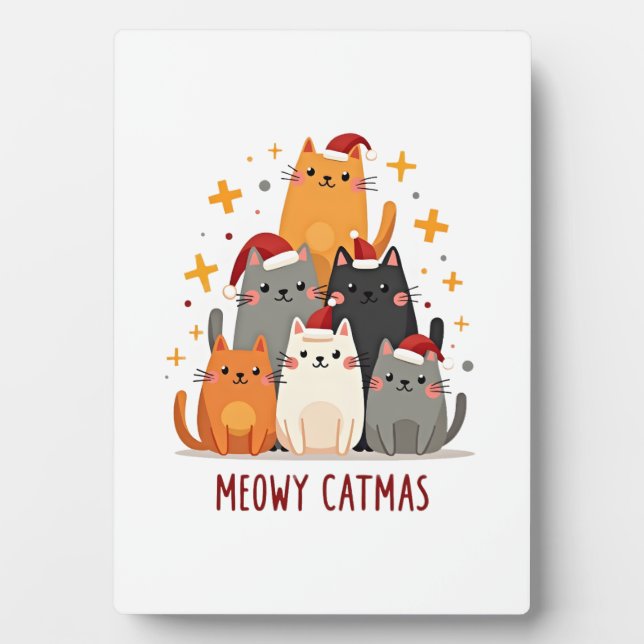 Plaque Photo Meowy Catmas Cat Christmas Tree Xmas (1) (Devant)