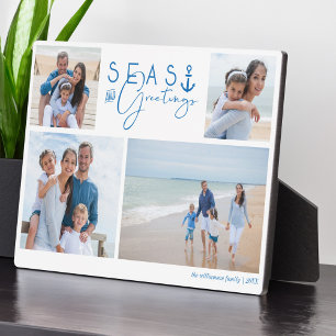 Plaque Photo Mer et salutations Bleu Nautique Multiphoto