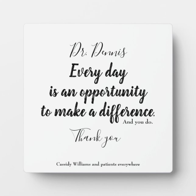 Plaque Photo Merci Citation Santé Noir Blanc Typographie (Devant)