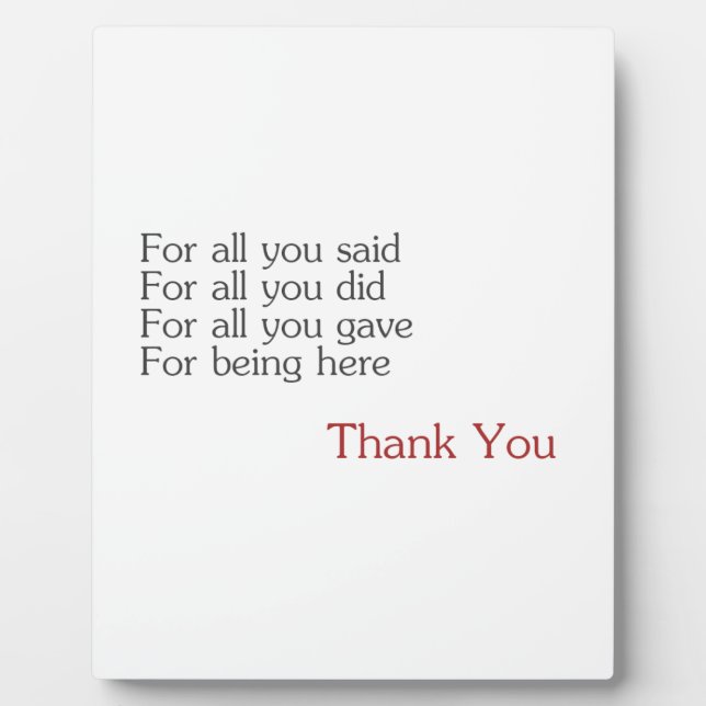 Plaque Photo Merci pour tous (Devant)