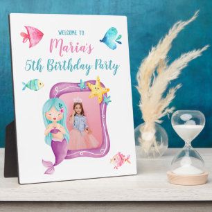 Plaque Photo Mermaid Photo fête d'anniversaire Signet de bienve