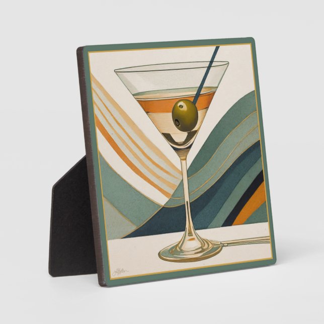 Plaque Photo Mid Century Modern Martini Cocktail Heure (Recto)