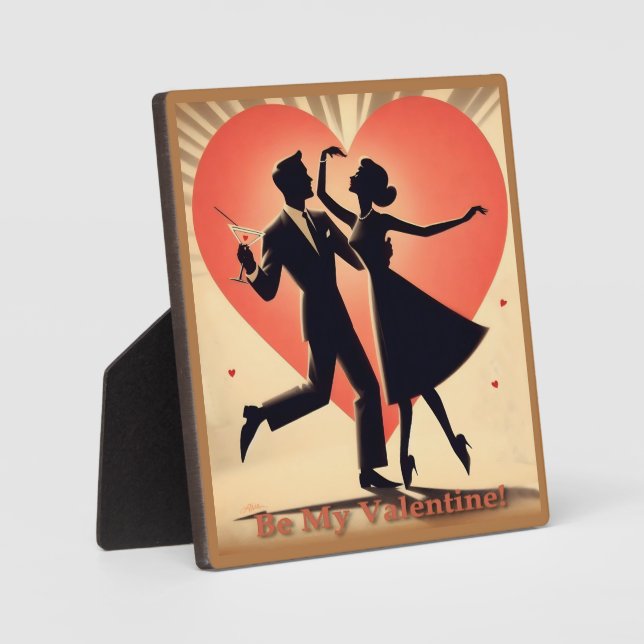 Plaque Photo Mid Century Valentine Dancing Couple avec Martini (Recto)