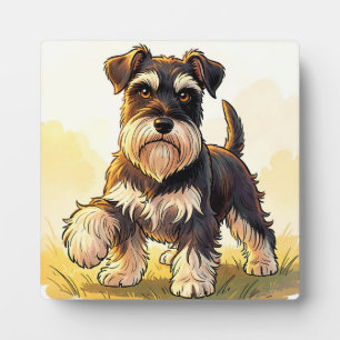 Plaque Photo Mignon chiot schnauzer sel et poivre