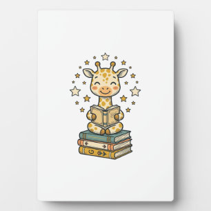 Plaque Photo Mignon Girafe Lecteur de Livres Chemise Vintage De
