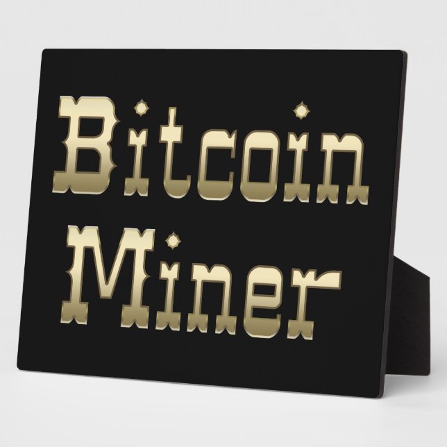 Plaque Photo Mineur Bitcoin (En Noir) (Côté)
