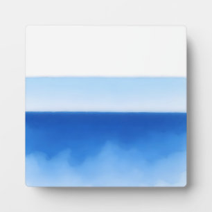Plaque Photo Minimaliste Océan Horizon Bleu Aquarelle Sérénité