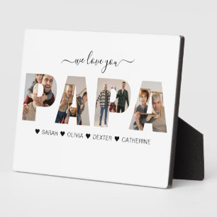 Plaque Photo Minimaliste We Love You PAPA Photo Collage