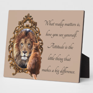 Plaque Photo Miroir de chat Lion Texte Inspirant Vintage