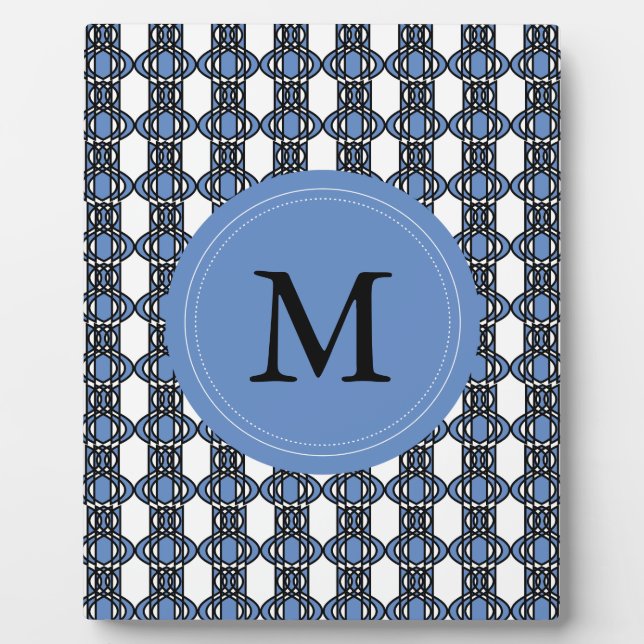 Plaque Photo Mod Retro Monogram Blue Abstrait Scarab Motif (Devant)