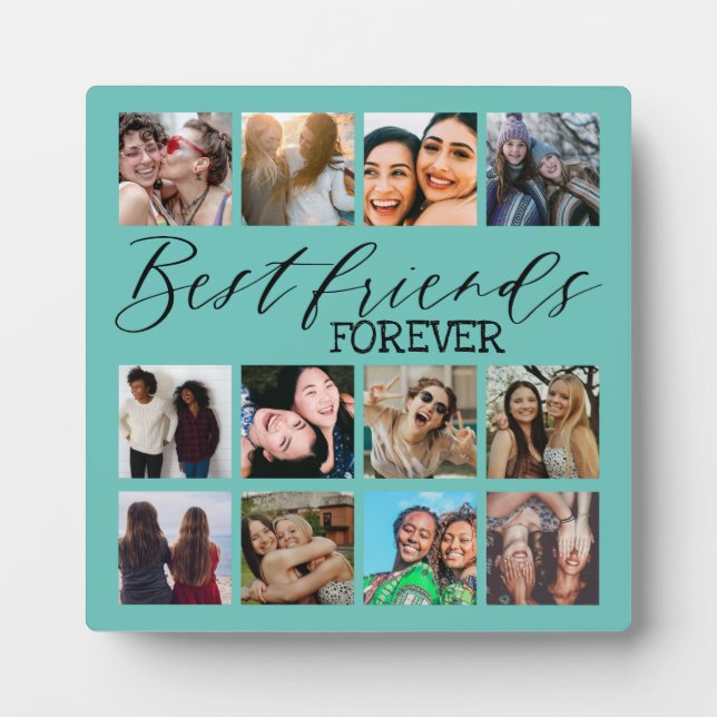 Plaque Photo Modern Best Friends Turquoise Photo Collage (Devant)