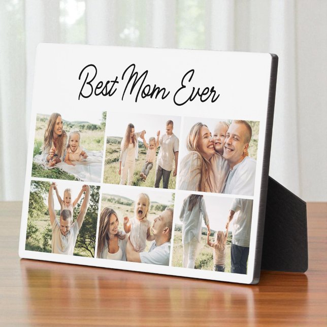 Plaque Photo Modern Best Mom Ever Custom 6 Photo Collage (Créateur téléchargé)