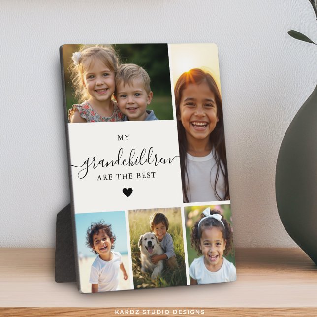 Plaque Photo Modern Grandma Grandchildren Photo Collage  (Photo plaque shown in 5x7 inches.)