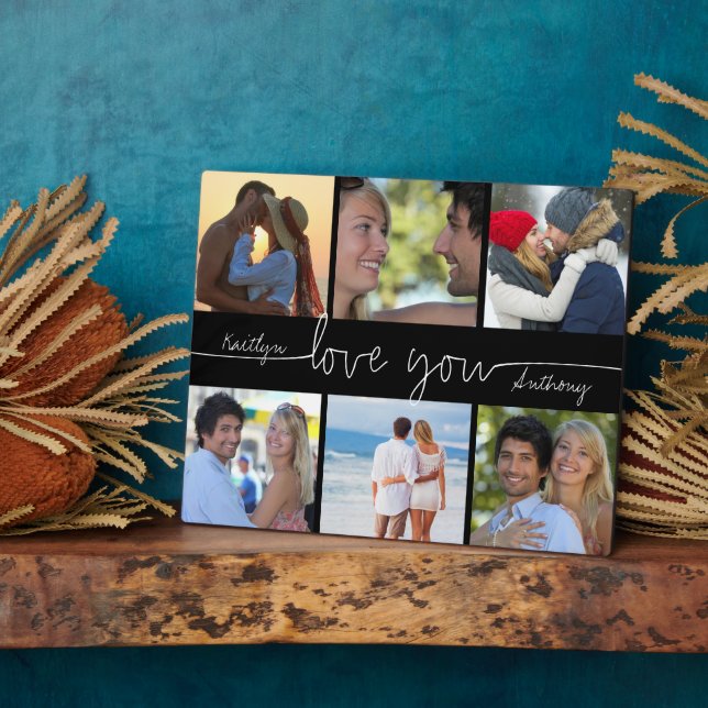 Plaque Photo Modern LOVE YOU 6 Collage photo Script manuscrit (Côté)