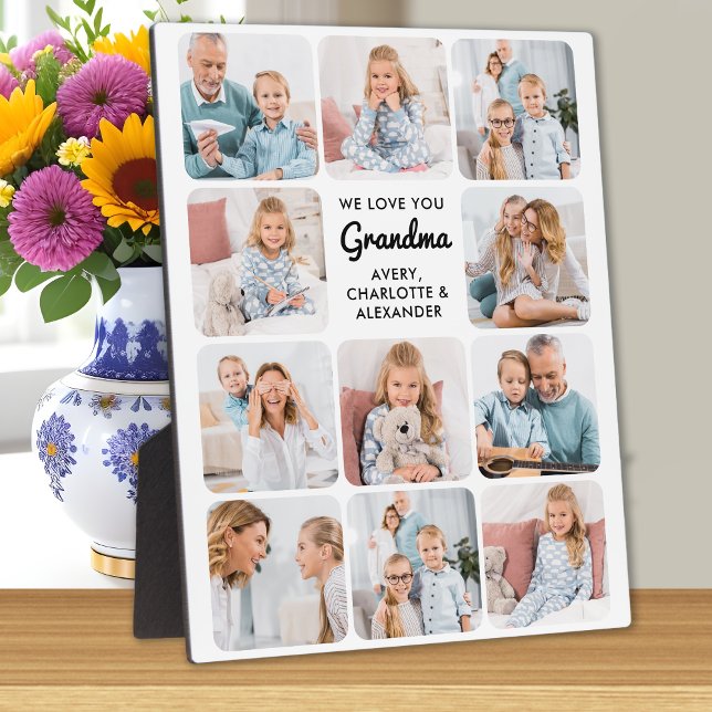Plaque Photo Modern Love You Grand-mère Custom 11 Photo Collage (Créateur téléchargé)