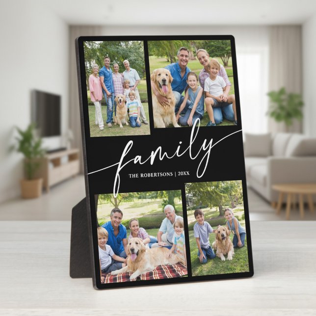 Plaque Photo Modern Photo Collage Family Script Keepsake (Créateur téléchargé)
