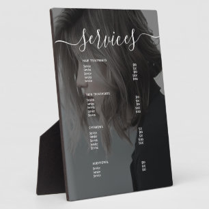 Plaque Photo Modern Photo Simple Salon Service Menu Price List 