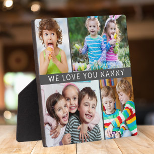 Plaque Photo Modern We Love You Nanny 4 Photo Collage Gris