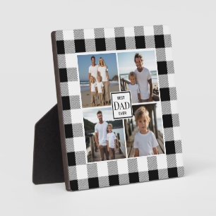 Plaque Photo Moderne noir blanc plaid 4 modèle photo