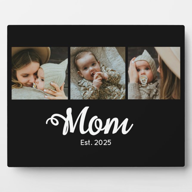 Plaque Photo Mom Established Modern Bold Script Black 3 Photo (Devant)