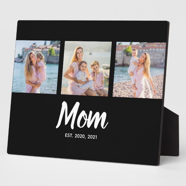 Plaque Photo Mom Established Modern Script Black 3 Photo (Côté)