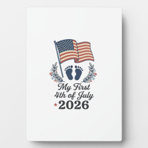 Plaque Photo Mon premier 4 juillet 2026 bébé vintage patriotiqu