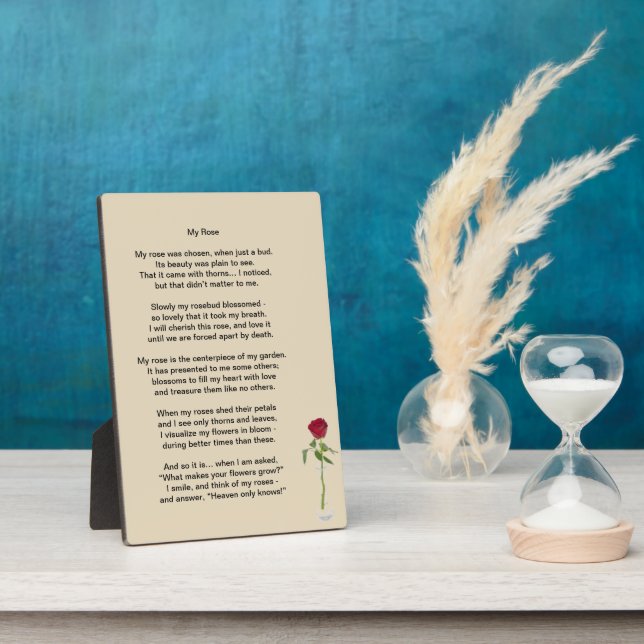 Plaque Photo "Mon Rose" un poème sur la vie familiale (Côté)