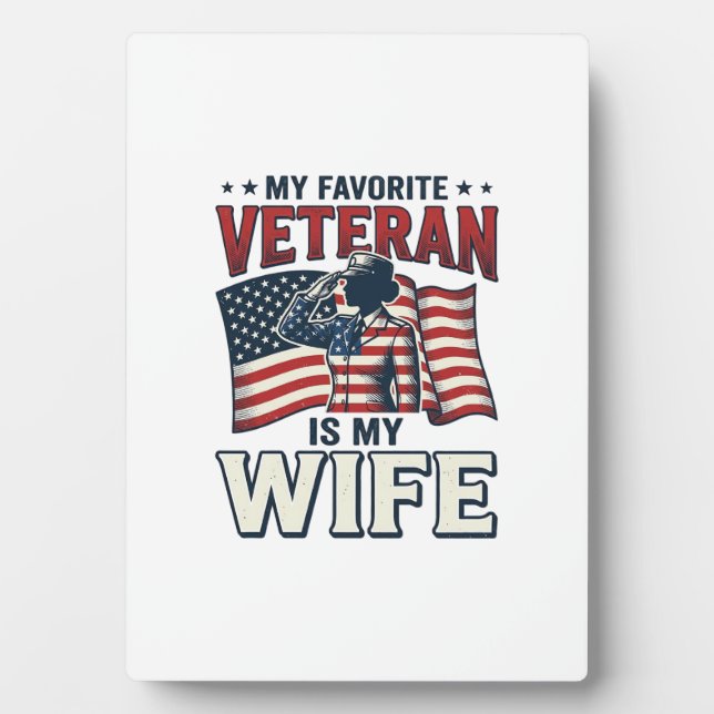 Plaque Photo Mon vétéran préféré est ma femme Chemise patriotiq (Devant)