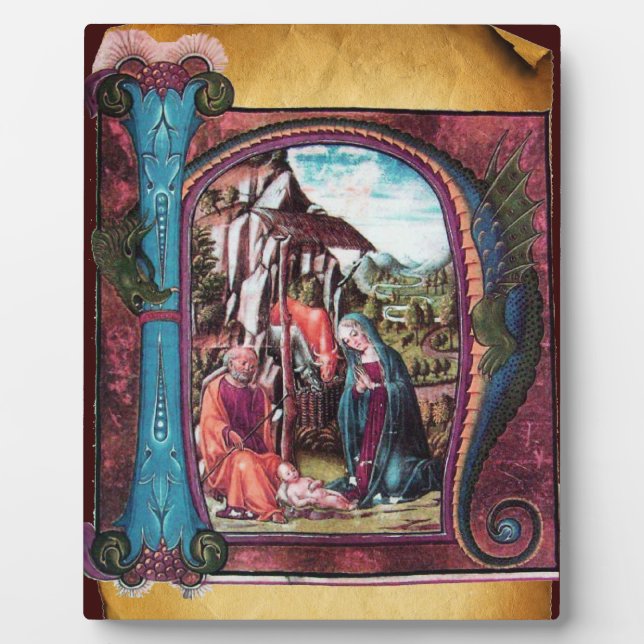 PLAQUE PHOTO MONOGRAMME DE LA NATIVITÉ PARCHEMENT DE NOËL (Devant)