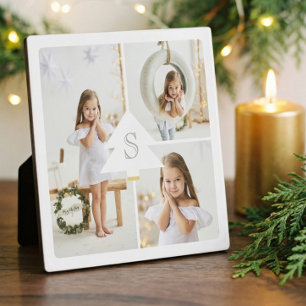 Plaque Photo Monogramme de pin moderne Trois photos